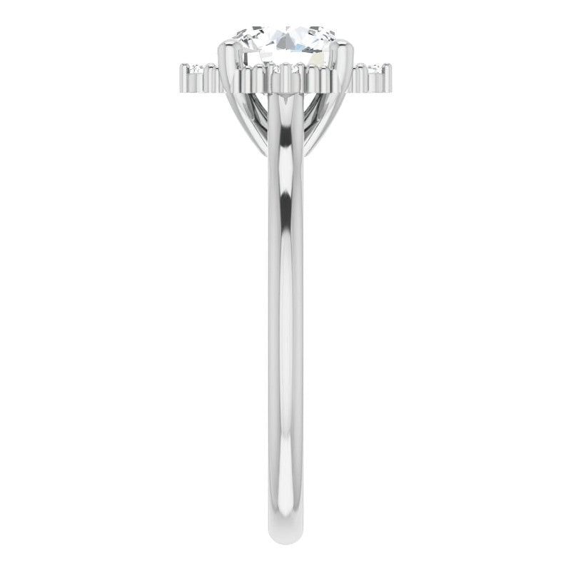 Petite Halo Round Brilliant Moissanite Cathedral Engagement Ring