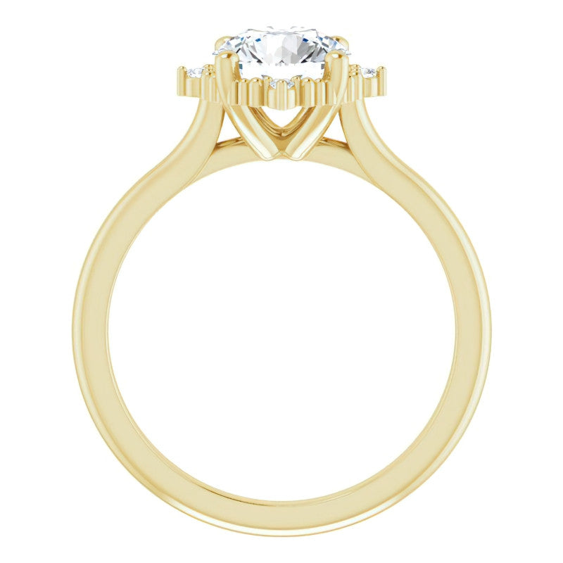 Petite Halo Round Brilliant Moissanite Cathedral Engagement Ring