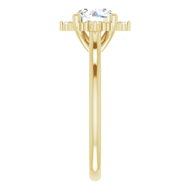 Petite Halo Round Brilliant Moissanite Cathedral Engagement Ring