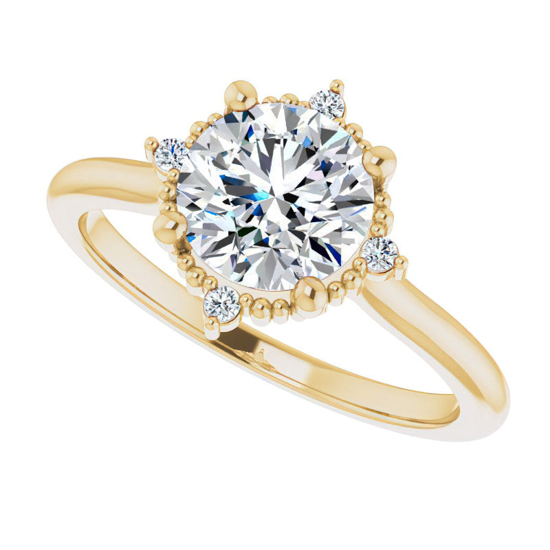 Petite Halo Round Brilliant Moissanite Cathedral Engagement Ring