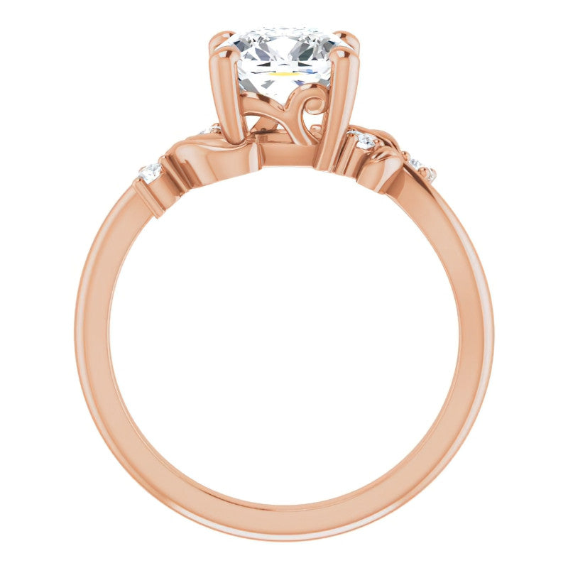 Cushion Floral Detail Moissanite Engagement Ring