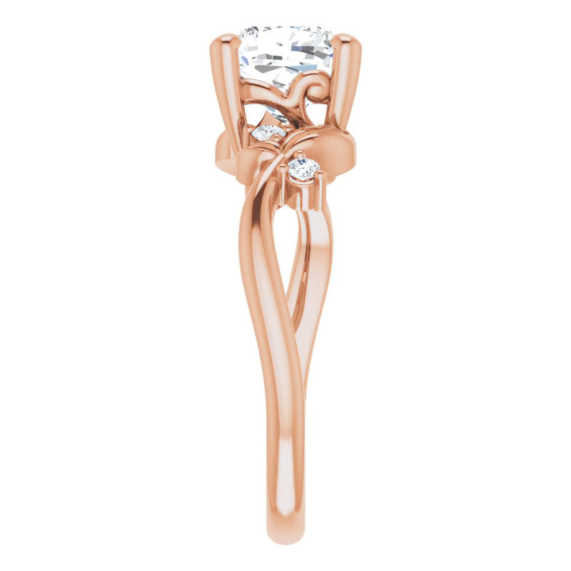 Cushion Floral Detail Moissanite Engagement Ring