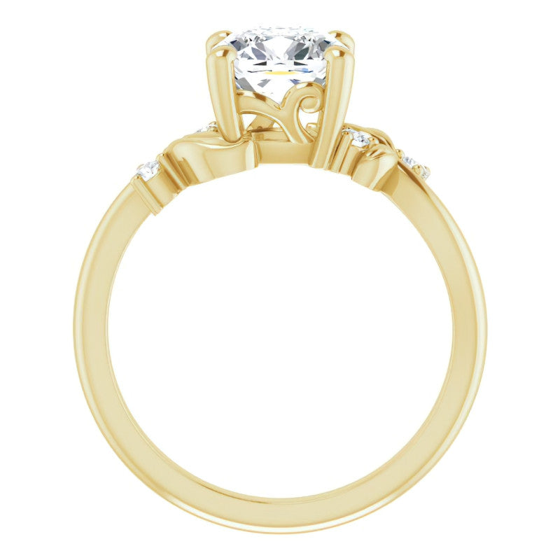 Cushion Floral Detail Moissanite Engagement Ring