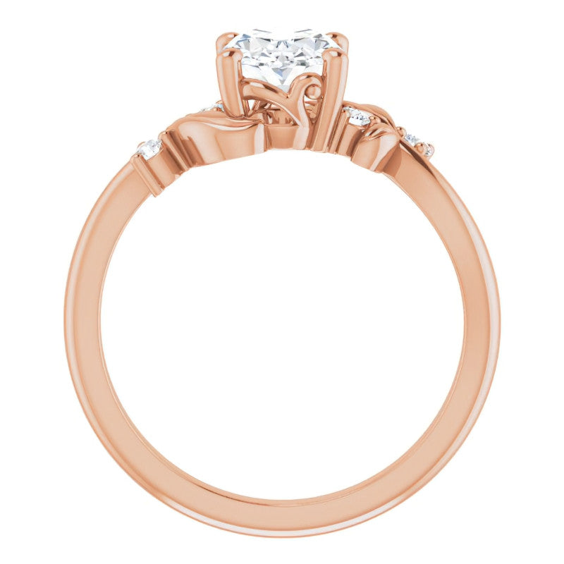 Oval Floral Detail Moissanite Engagement Ring