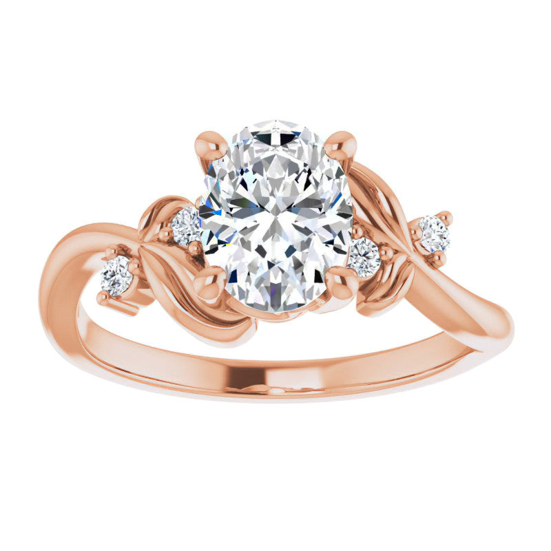 Oval Floral Detail Moissanite Engagement Ring