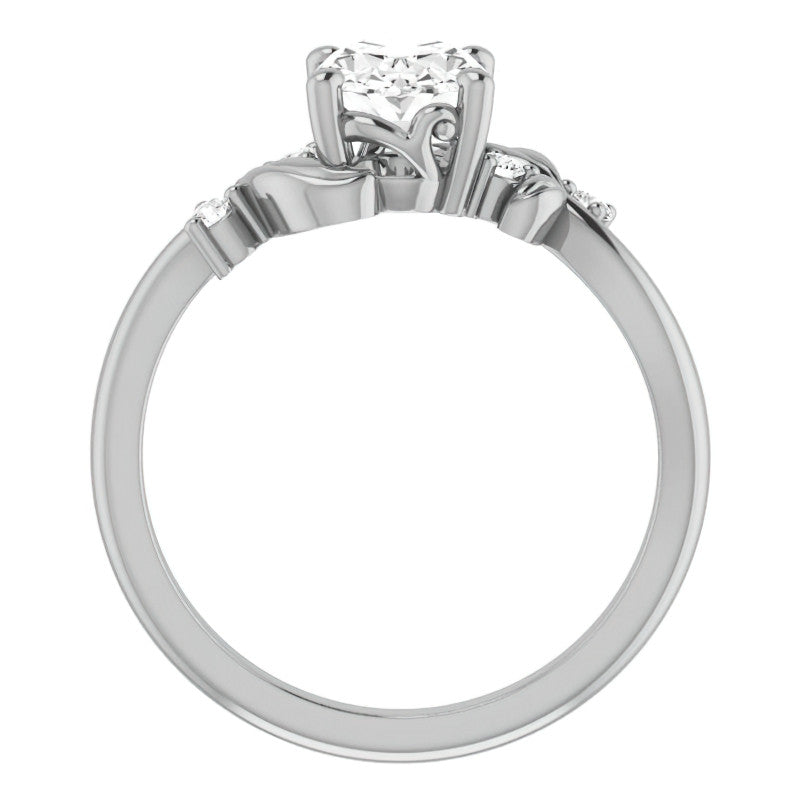 Oval Floral Detail Moissanite Engagement Ring