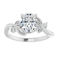 Oval Floral Detail Moissanite Engagement Ring