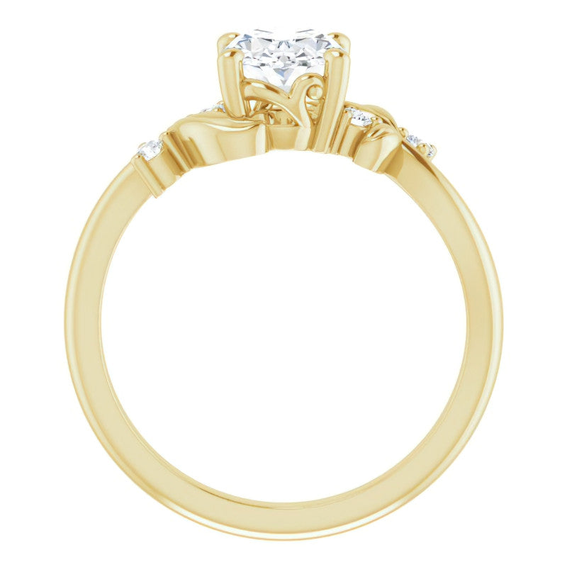 Oval Floral Detail Moissanite Engagement Ring