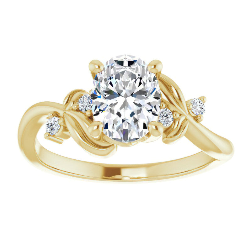 Oval Floral Detail Moissanite Engagement Ring
