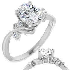 Oval Floral Detail Moissanite Engagement Ring