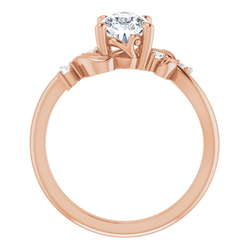 Pear Floral Detail Moissanite Engagement Ring