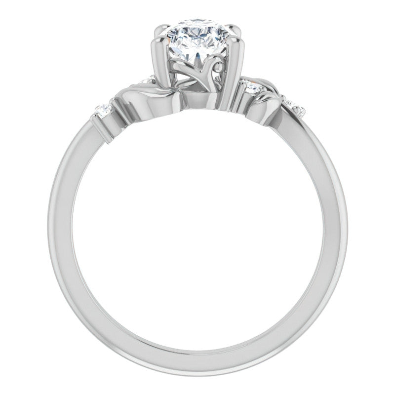 Pear Floral Detail Moissanite Engagement Ring