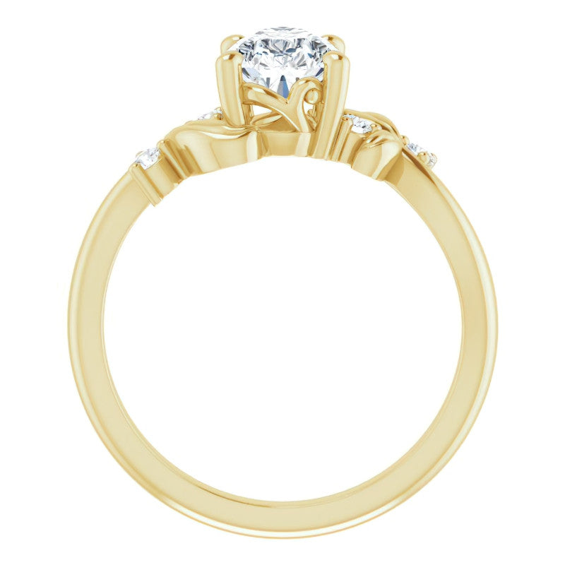 Pear Floral Detail Moissanite Engagement Ring
