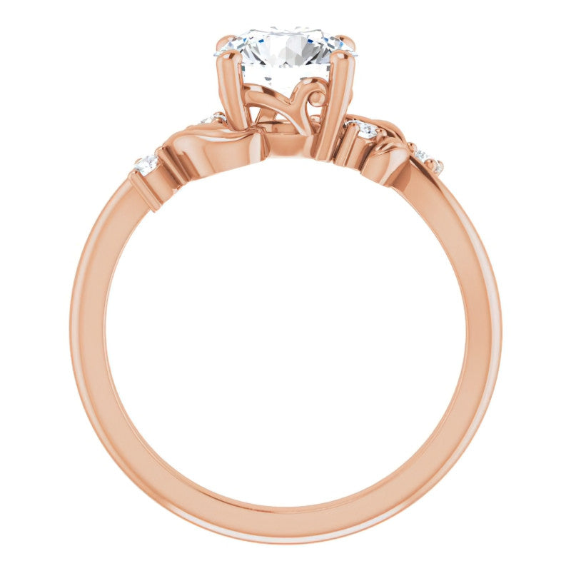 Round Floral Detail Moissanite Engagement Ring