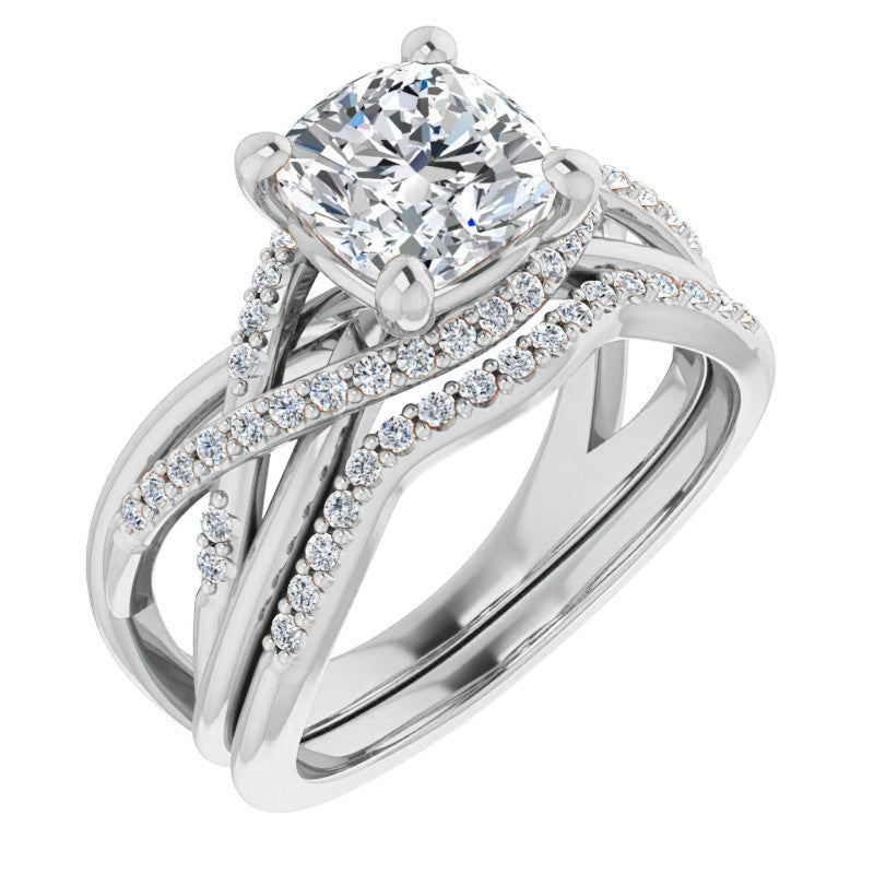 Multi-Band Cushion Moissanite Infinity Engagement Ring