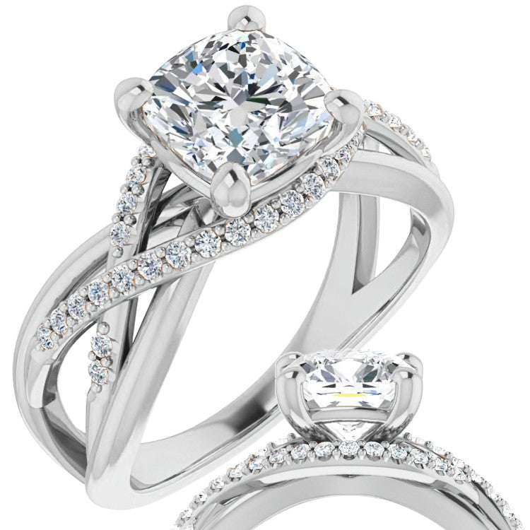 Multi-Band Cushion Moissanite Infinity Engagement Ring
