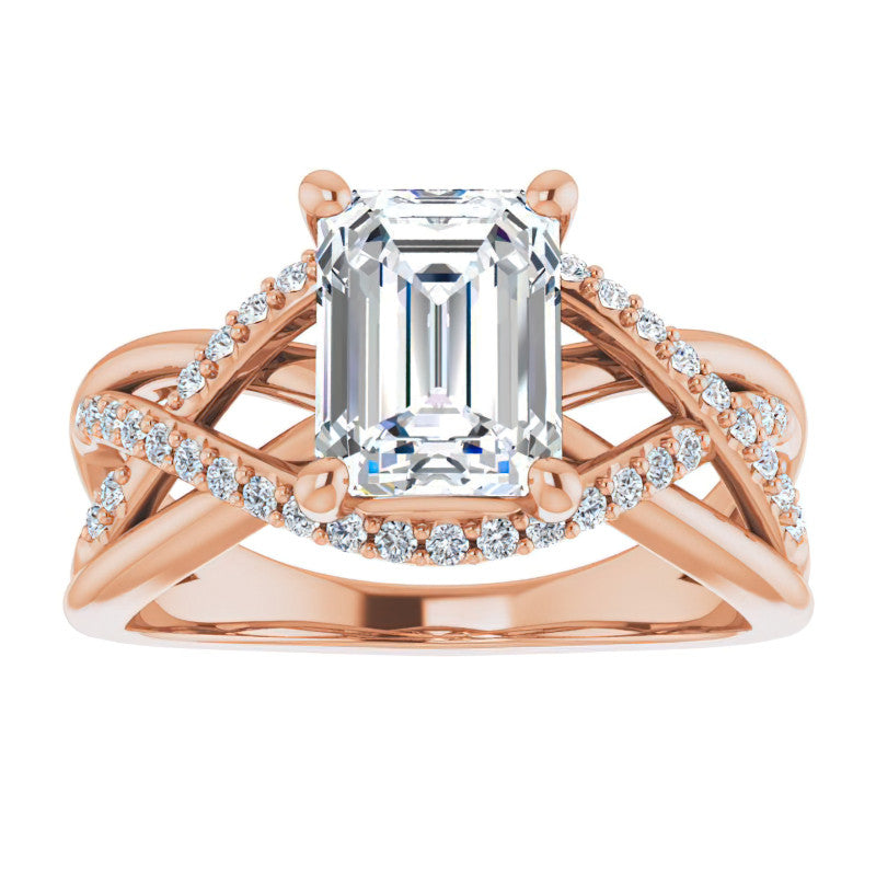 Multi-Band Emerald / Radiant Moissanite Infinity Engagement Ring