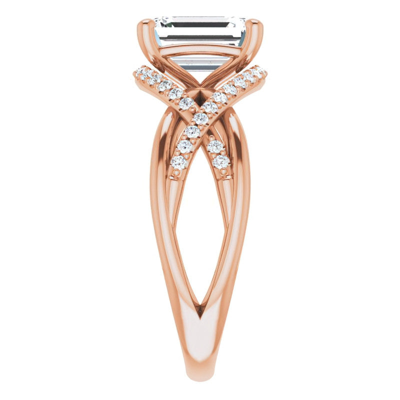 Multi-Band Emerald / Radiant Moissanite Infinity Engagement Ring