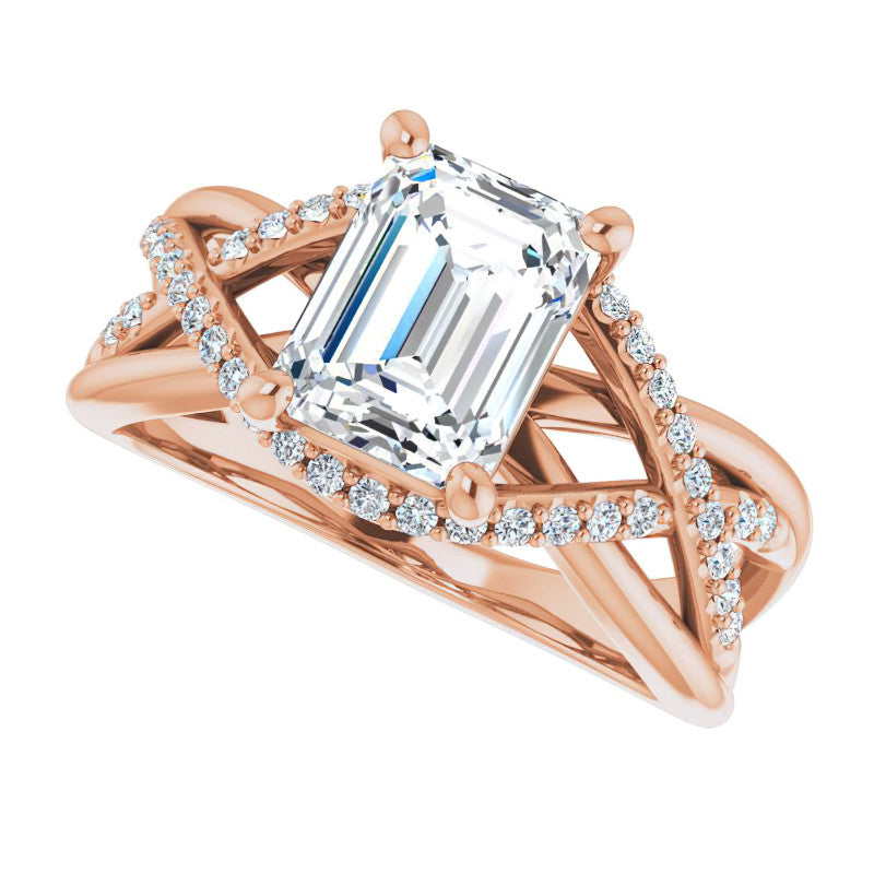 Multi-Band Emerald / Radiant Moissanite Infinity Engagement Ring