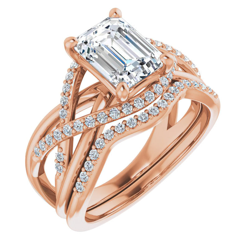 Multi-Band Emerald / Radiant Moissanite Infinity Engagement Ring