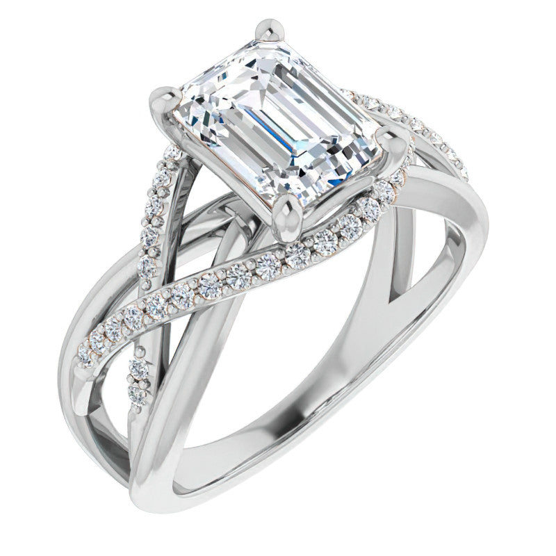Multi-Band Emerald / Radiant Moissanite Infinity Engagement Ring