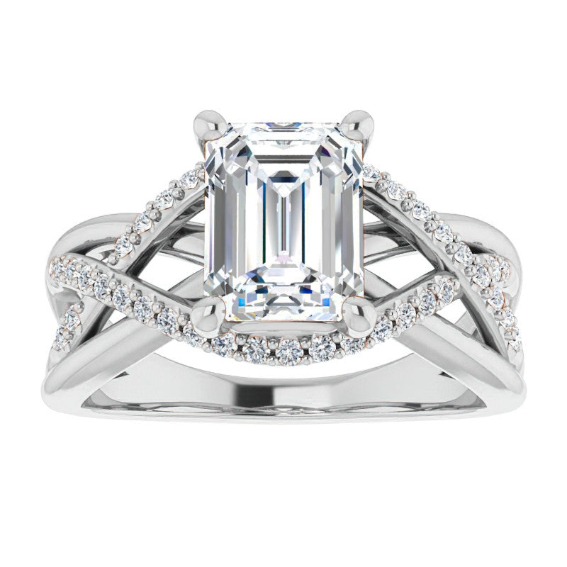 Multi-Band Emerald / Radiant Moissanite Infinity Engagement Ring
