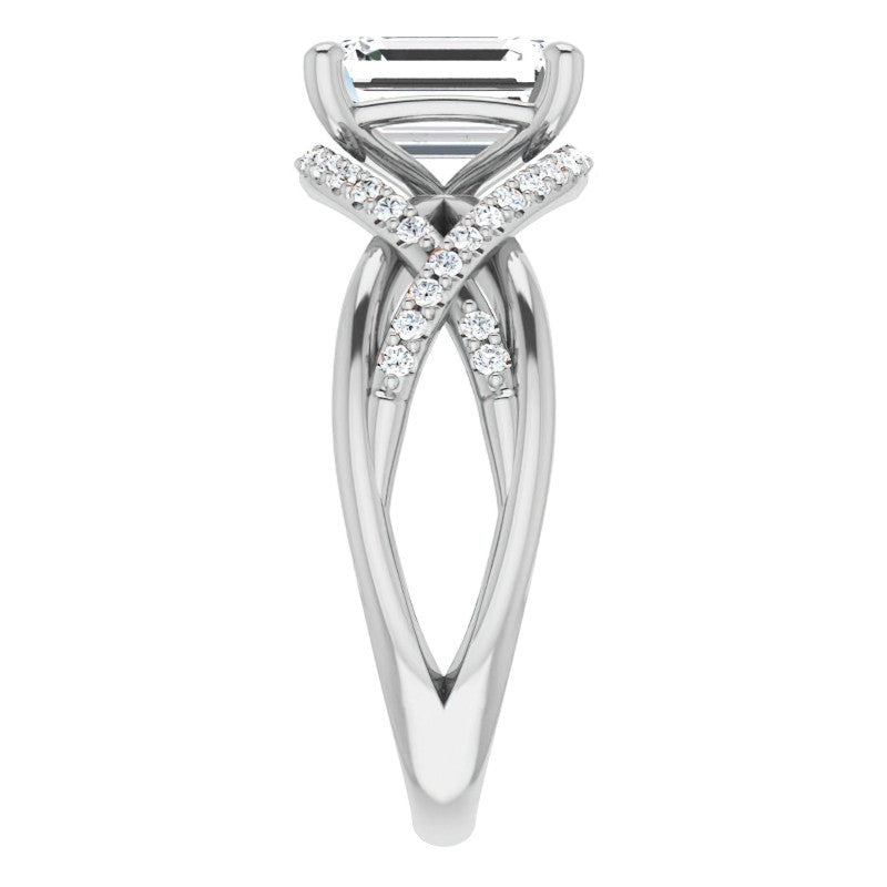 Multi-Band Emerald / Radiant Moissanite Infinity Engagement Ring