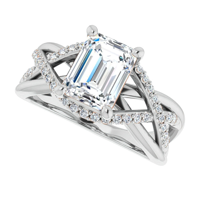 Multi-Band Emerald / Radiant Moissanite Infinity Engagement Ring