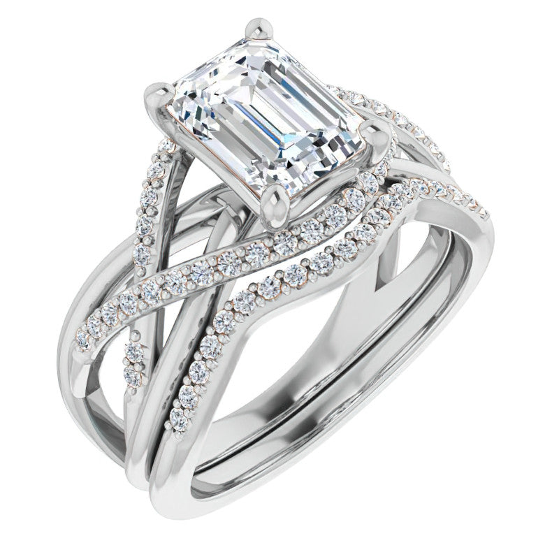 Multi-Band Emerald / Radiant Moissanite Infinity Engagement Ring