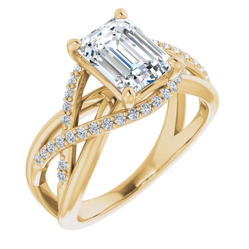 Multi-Band Emerald / Radiant Moissanite Infinity Engagement Ring