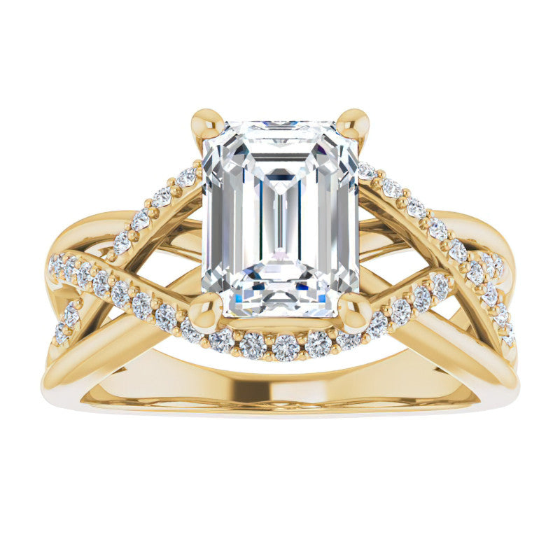 Multi-Band Emerald / Radiant Moissanite Infinity Engagement Ring