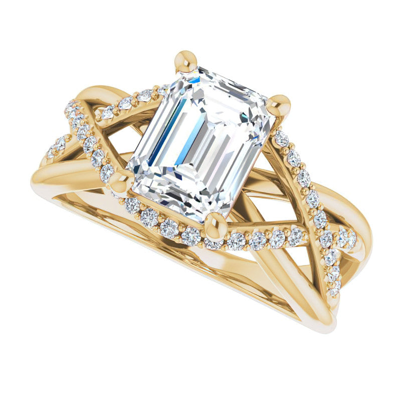 Multi-Band Emerald / Radiant Moissanite Infinity Engagement Ring
