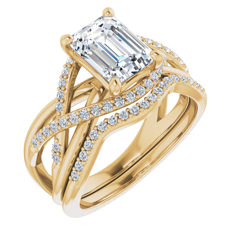 Multi-Band Emerald / Radiant Moissanite Infinity Engagement Ring