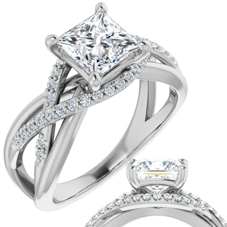Multi-Band Princess cut Moissanite Infinity Engagement Ring