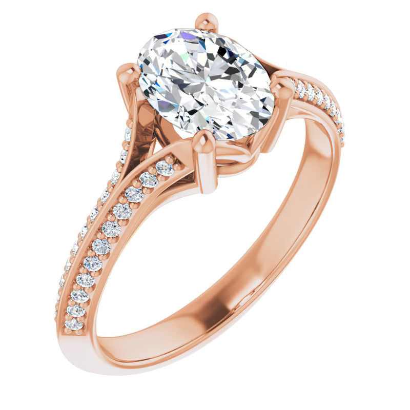 Split Shank Knife Edge Oval Moissanite Engagement Ring