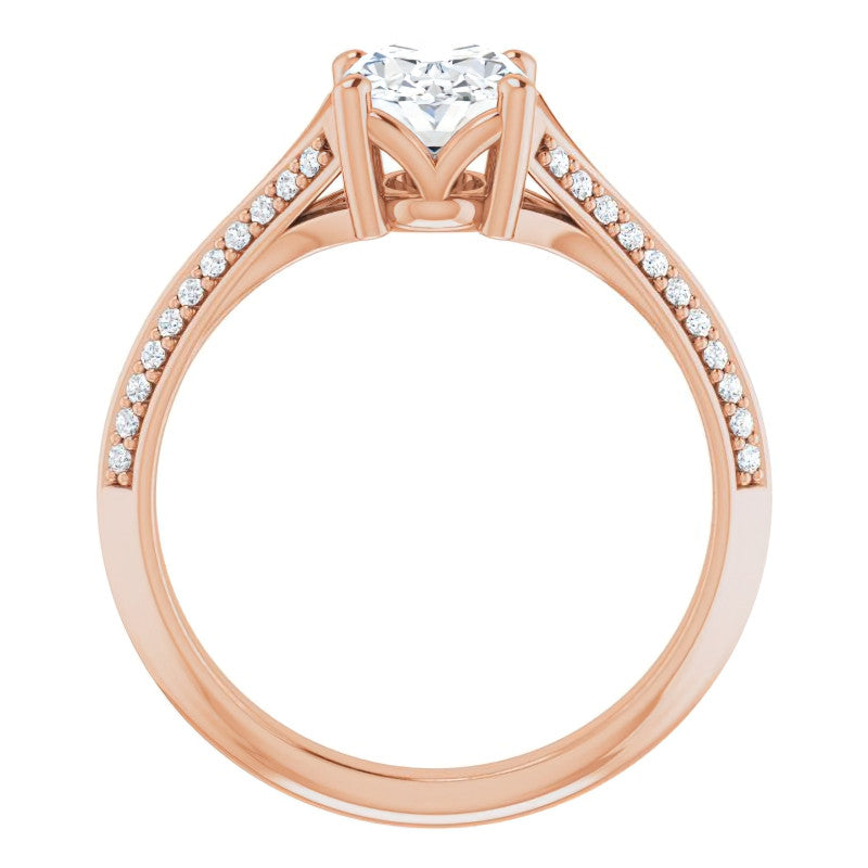 Split Shank Knife Edge Oval Moissanite Engagement Ring