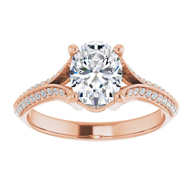 Split Shank Knife Edge Oval Moissanite Engagement Ring