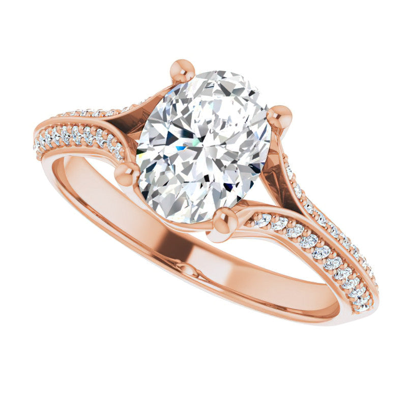 Split Shank Knife Edge Oval Moissanite Engagement Ring