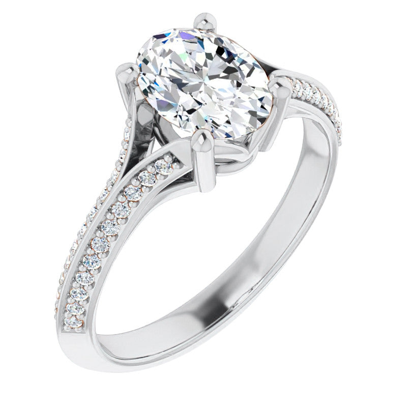 Split Shank Knife Edge Oval Moissanite Engagement Ring