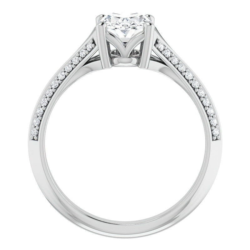 Split Shank Knife Edge Oval Moissanite Engagement Ring