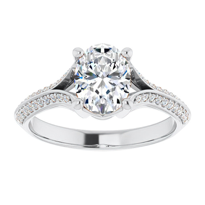 Split Shank Knife Edge Oval Moissanite Engagement Ring
