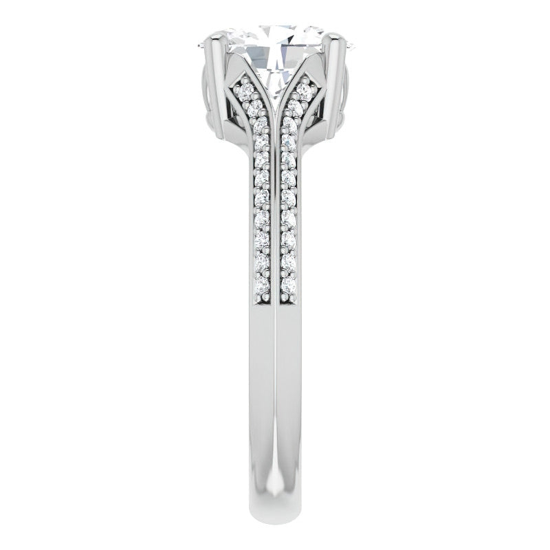 Split Shank Knife Edge Oval Moissanite Engagement Ring