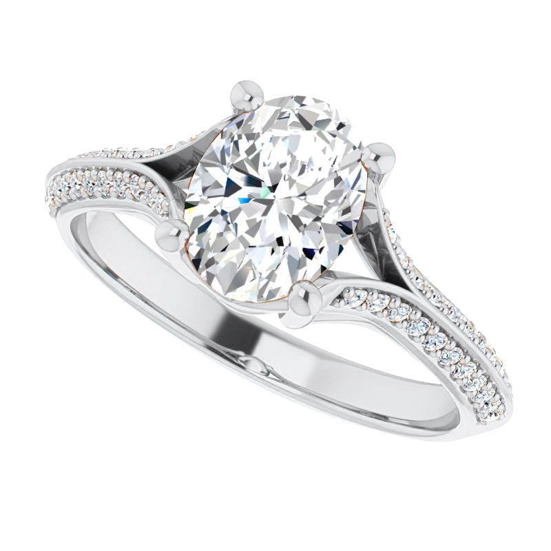 Split Shank Knife Edge Oval Moissanite Engagement Ring