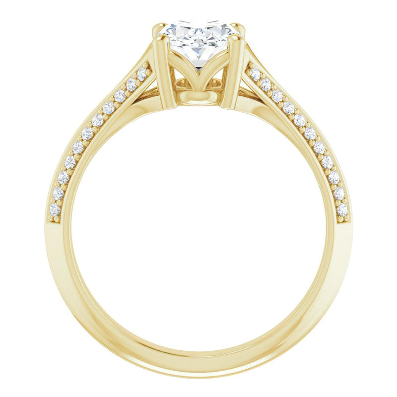 Split Shank Knife Edge Oval Moissanite Engagement Ring