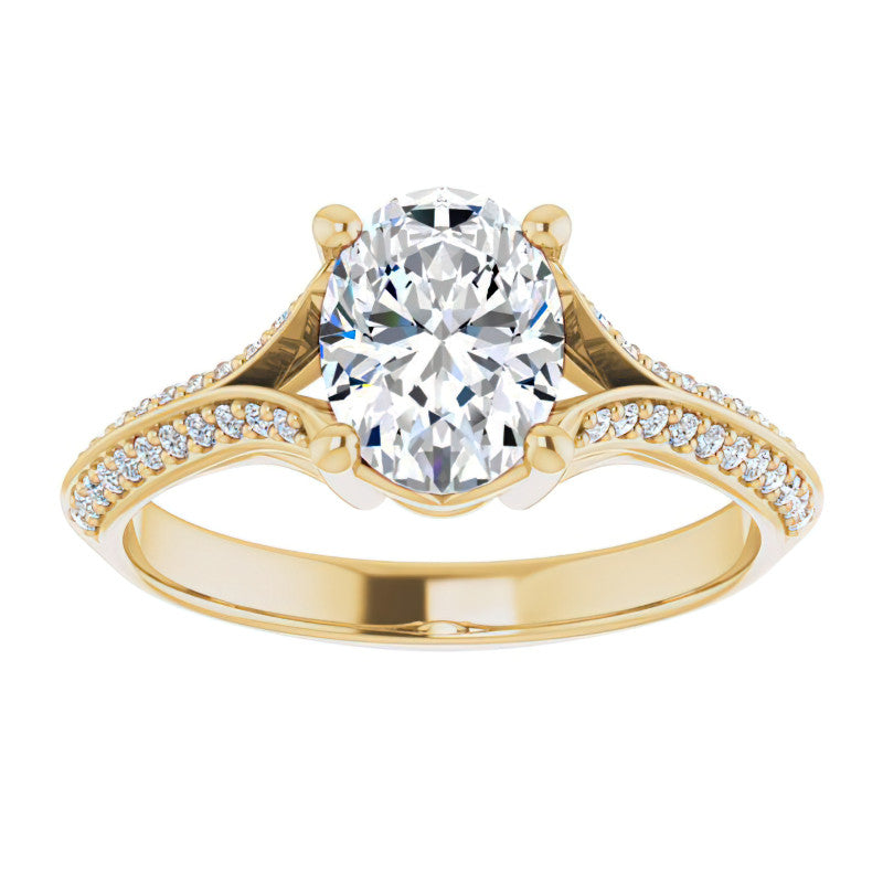 Split Shank Knife Edge Oval Moissanite Engagement Ring