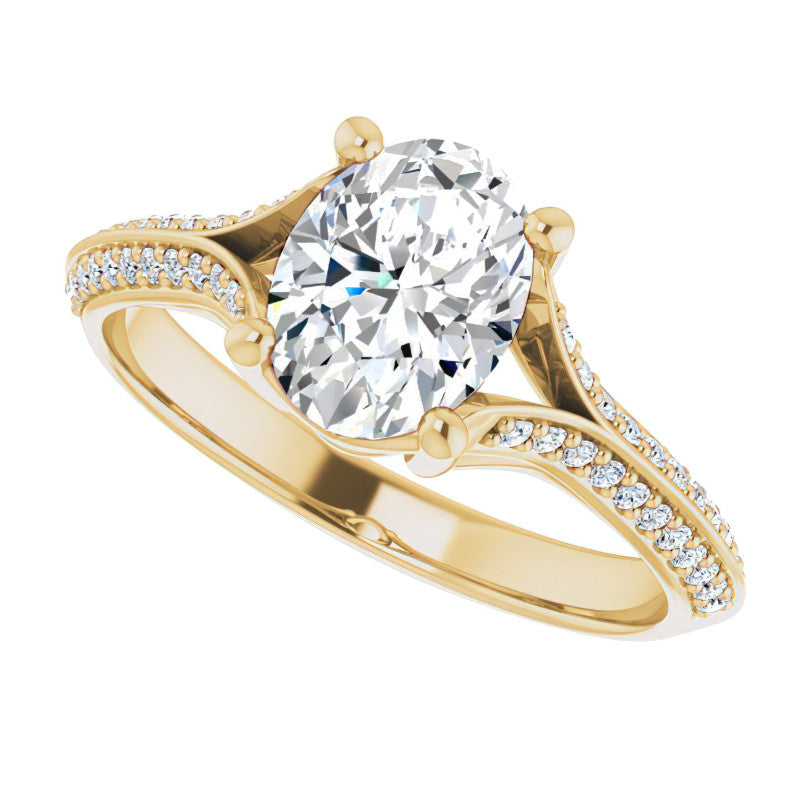 Split Shank Knife Edge Oval Moissanite Engagement Ring