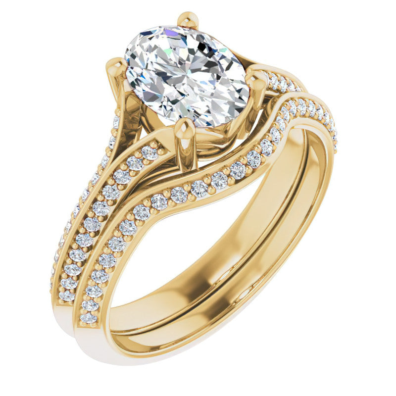Split Shank Knife Edge Oval Moissanite Engagement Ring