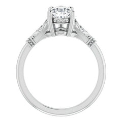 Pear Split Shank Moissanite Engagement Ring with Scroll Accents