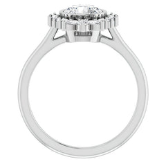 Bezel Set Round Halo Moissanite Cathedral Engagement Ring