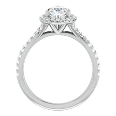 Pear Split Shank Cathedral Halo Moissanite Engagement Ring